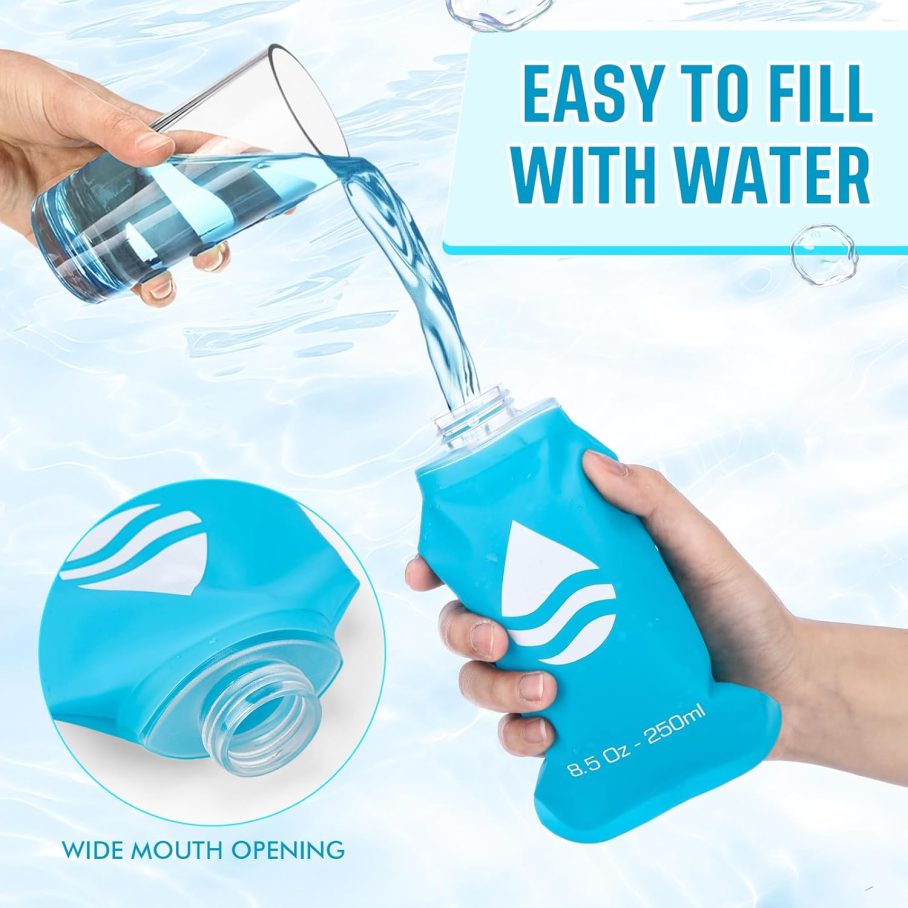 6 Pack Soft Water Bottle Collapsible Flask TPU Soft Flask Foldable Bottles for Hydration Pack Folding Water Bottle for Outdoor Sports, Running, Hiking, Cycling (5 oz / 150 ml) - Image 3
