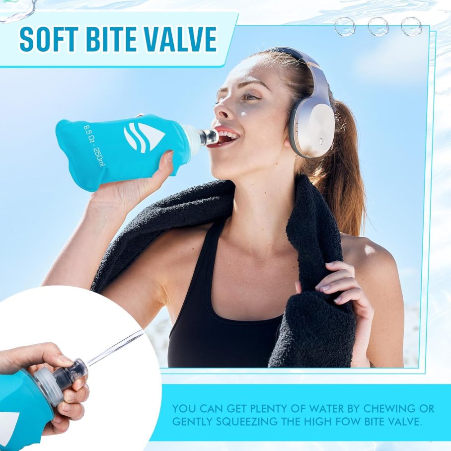 6 Pack Soft Water Bottle Collapsible Flask TPU Soft Flask Foldable Bottles for Hydration Pack Folding Water Bottle for Outdoor Sports, Running, Hiking, Cycling (5 oz / 150 ml) - Image 5